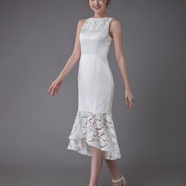 Short Wedding Dress Vintage Jewel Sleeveless Sheath Bridal Dress