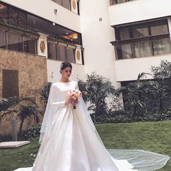 Simple Jewel Long Sleeve A-line Wedding Dresses