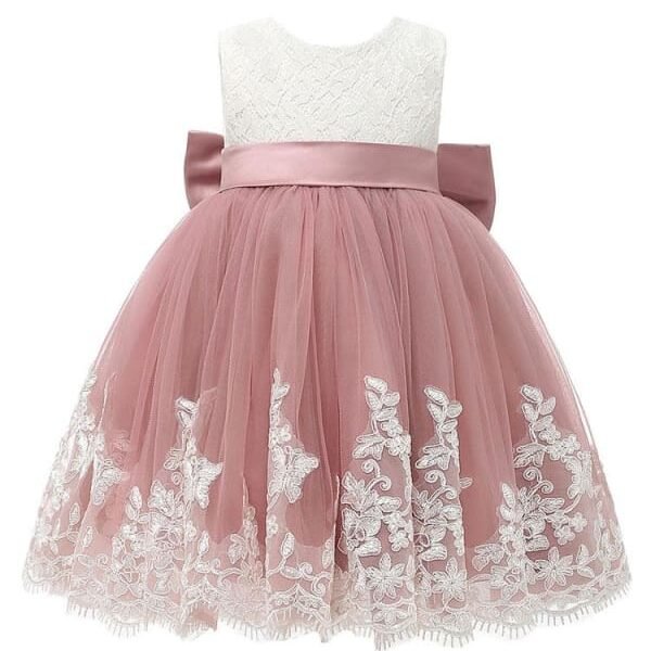 Sleeveless Bows Kids Tutu Flower Girl Dresses