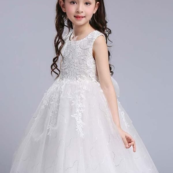 Sleeveless Flower Girl Dresses Jewel Neck Kids Party Dresses
