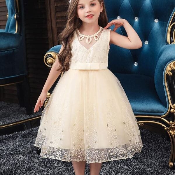 Tulle Sleeveless Yellow Flower Girl Dresses Jewel Neck Knee-Length Princess Silhouette Kids Pageant Dresses