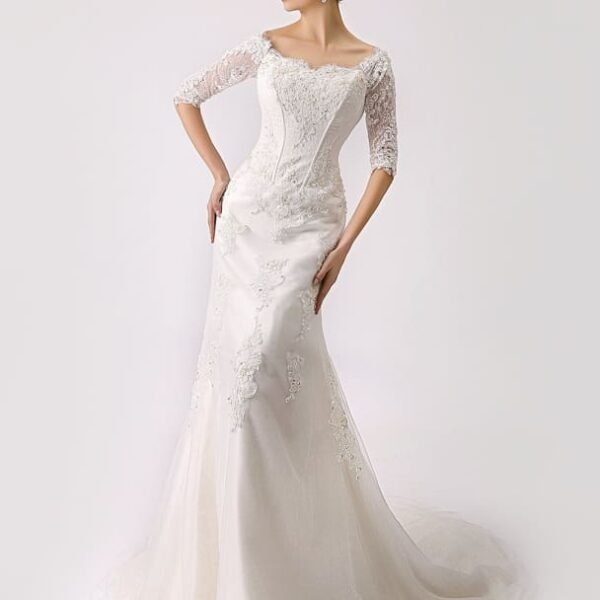 Vintage Inspired Off The Shoulder Mermaid Lace Wedding Gown