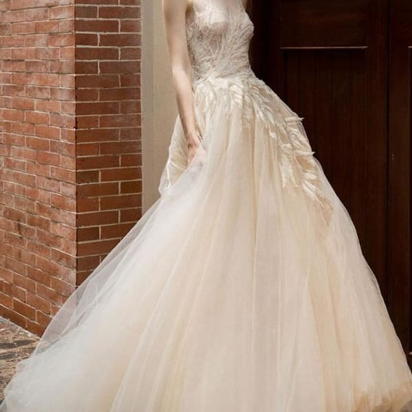 Wedding Dress Princess Floor Length Jewel Neck Sleeveless Lace Tulle Bridal Gowns