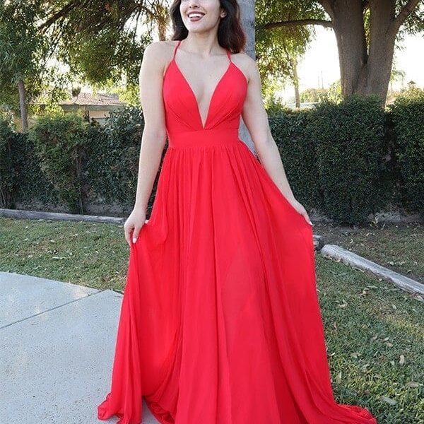 Spaghetti Straps Ruffles Chiffon Sleeveless A-Line Evening Dresses