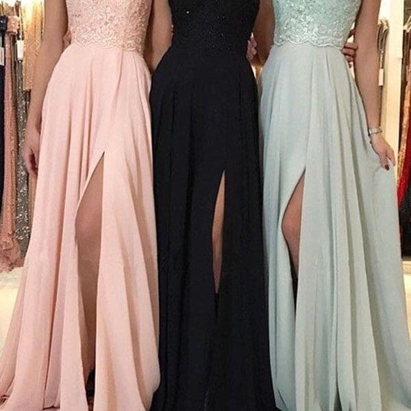 Halter Applique Sleeveless Chiffon Aline Evening Party Dresses