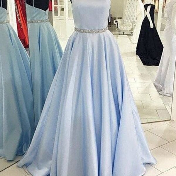 A-Line/Princess Halter Sleeveless Floor-Length Satin Dresses