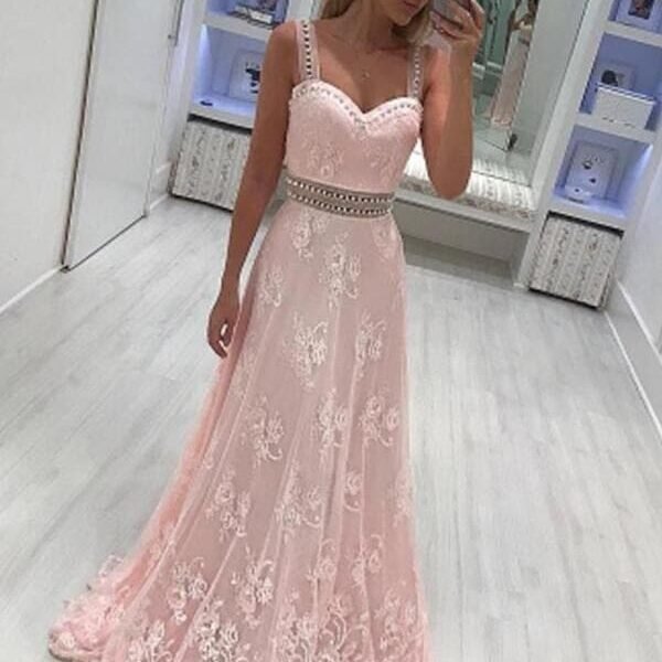 A-Line Sweetheart Sleeveless Floor-Length With Applique Satin Dresses