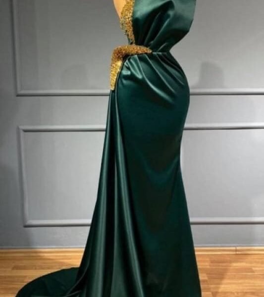 Beautiful Floor Length evening dresses green glitter Prom dresses