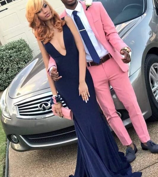 Gorgeous Deep V Neck Sleeveless Evening Long Prom Dresses