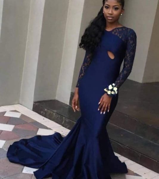 Gorgeous Long Sleeves Lace Mermaid Prom Dresses