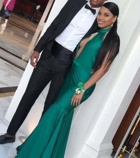 High Collar Sleeveless Mermaid Evening Prom Dresses