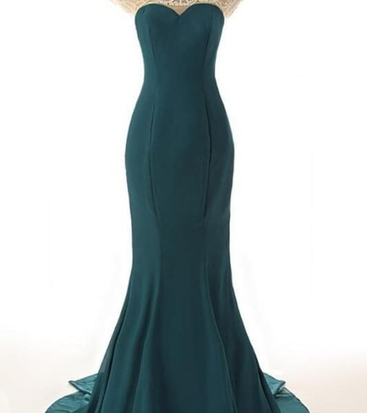 Sexy Mermaid Dagreen Prom Dress With Pearls