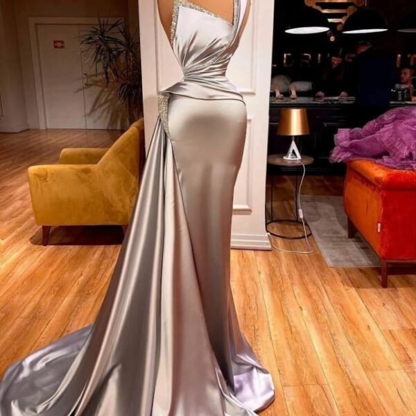 Sexy One Shoulder Slim Mermaid Prom Dress with Sweep Train