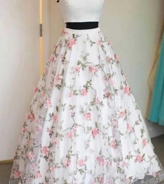 Two Piece Off the Shoulder Lace Prom Dresses Charming Long Graduation Dress