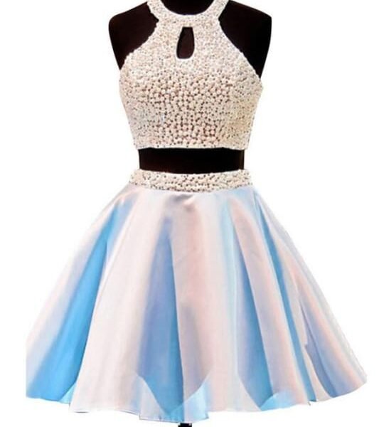 Two piece Open Back Sleeveless Homecoming/Prom Dresses