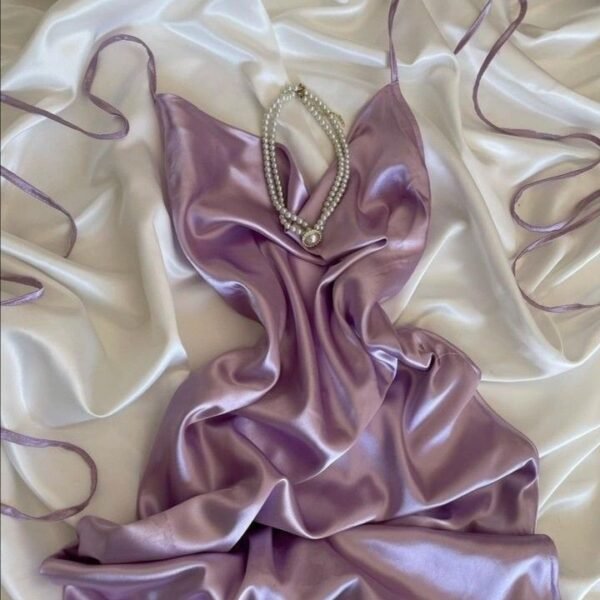 Pretty A Line Spaghetti Straps Lilac Silk Satin Prom Dresses Long Evening Dress C2976