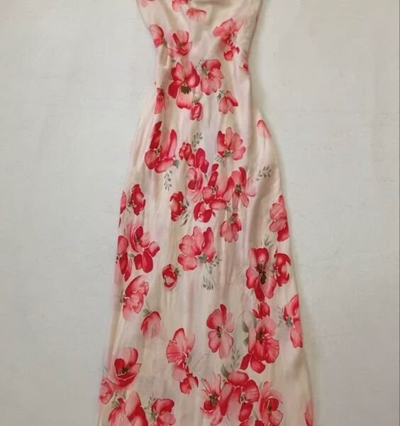 Elegant A Line Spaghetti Straps Long Floral Pink Prom Dresses Evening Dress C3003
