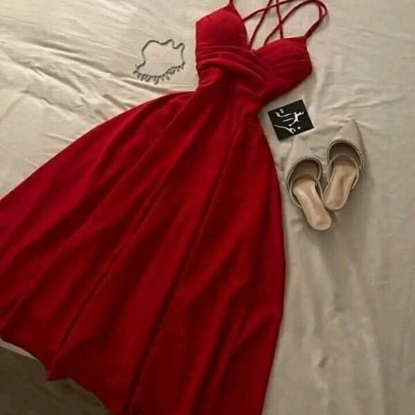 Gorgeous A Line Spaghetti Straps Red Knee Length Prom Dresses Evening Dress Wedding Guest Dress C3043