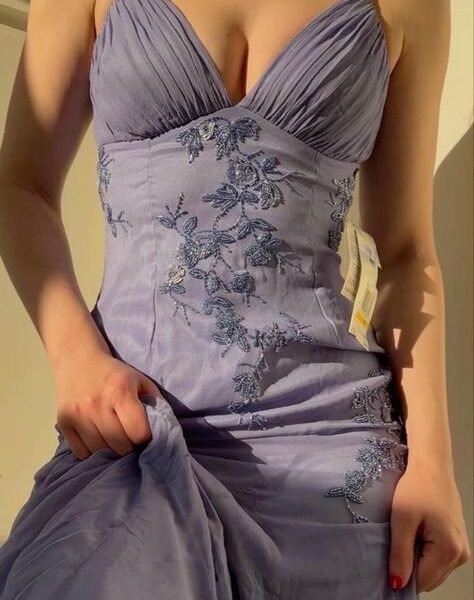 Fairy Mermaid Purple Spaghetti Straps Appliques Chiffon Prom Dresses C3119