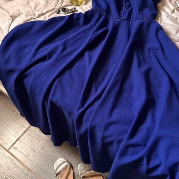 Classy A Line Spaghetti Straps Royal Blue Pleated Party Dress Prom Dresses Evening Dress C3299