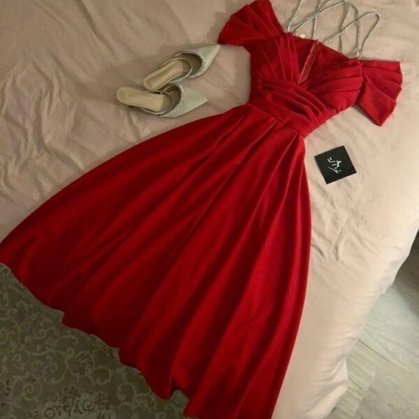 Elegant A Line Spaghetti Straps Red Long Prom Dress Evening Dresses C3358