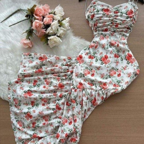 Elegant Mermaid Spaghetti Straps Floral Long Prom Dress Evening Dresses With Ruffles C3363